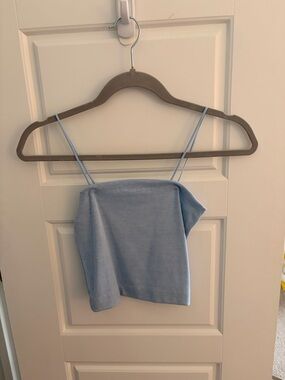 American Eagle Outfitters Light Blue Ribbed Square Neck Crop Top